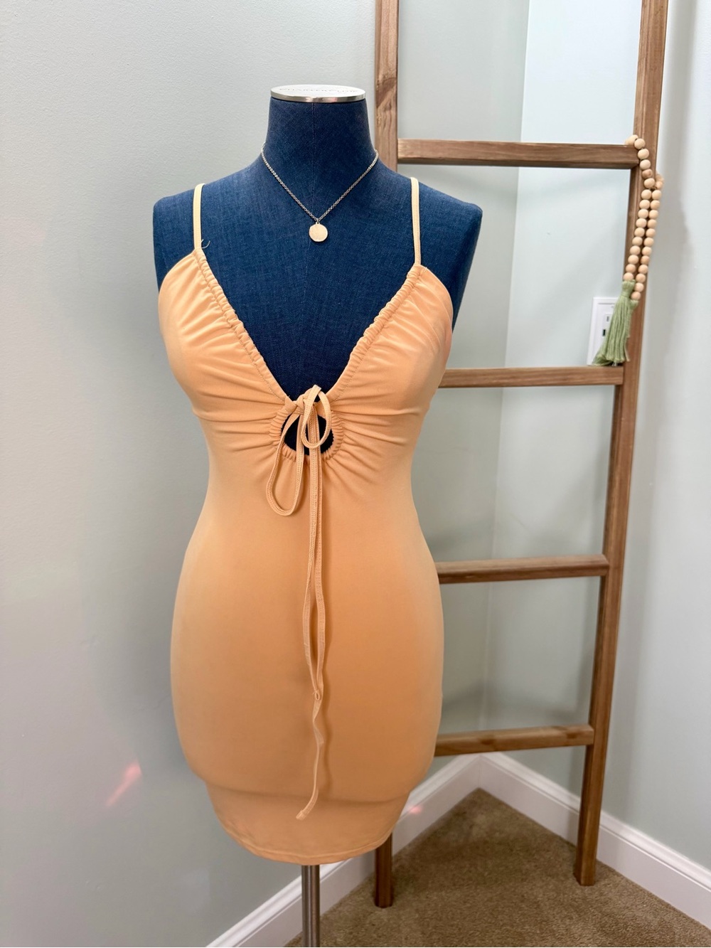 Abercrombie & Fitch Orange Tan Strappy Cutout Knit Mini Dress Size XXS